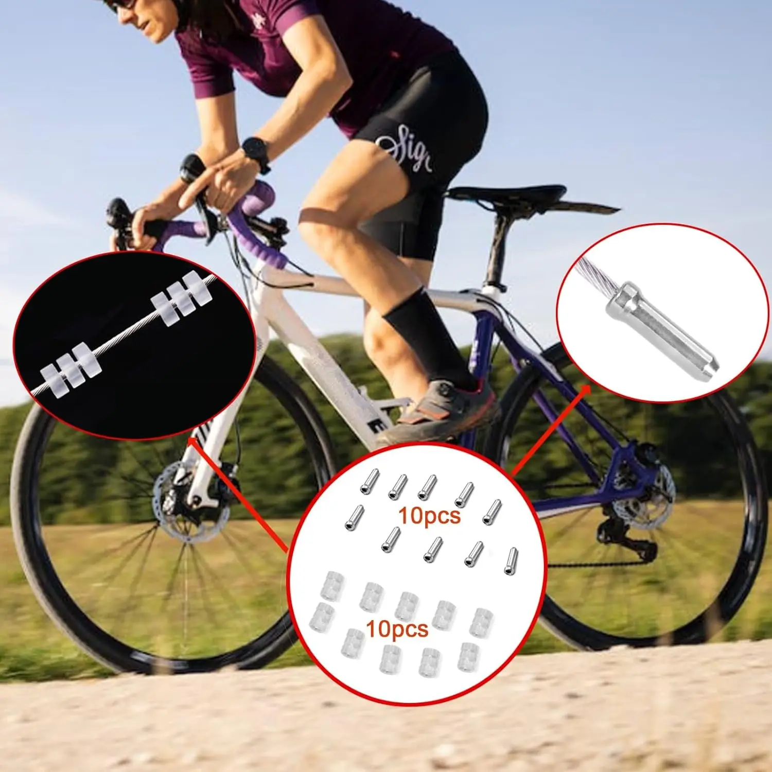 Bike Derailleur Shifter Cables,Front and Rear Brake Lines Shift Cable Set for  Road Mountain Bike