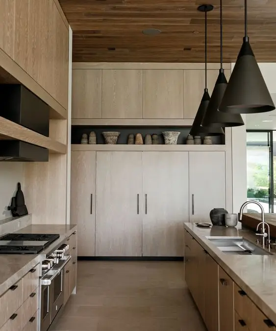 Vermont American Style Kitchen Rift White Oak solid Wood Veneer Clean Design Kitchen Cabinet