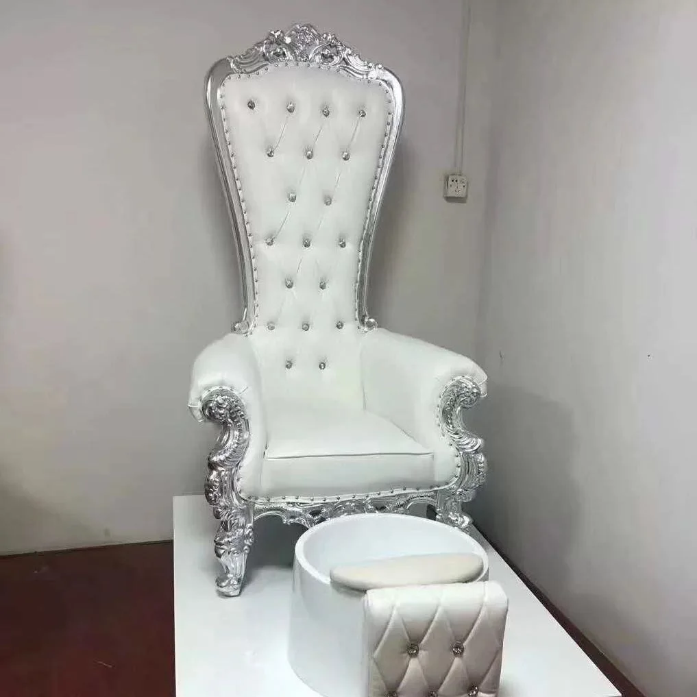 European neo-classical high-back chair KTV lobby hotel image chair solid wood carved hall decorated with gold foil king chair