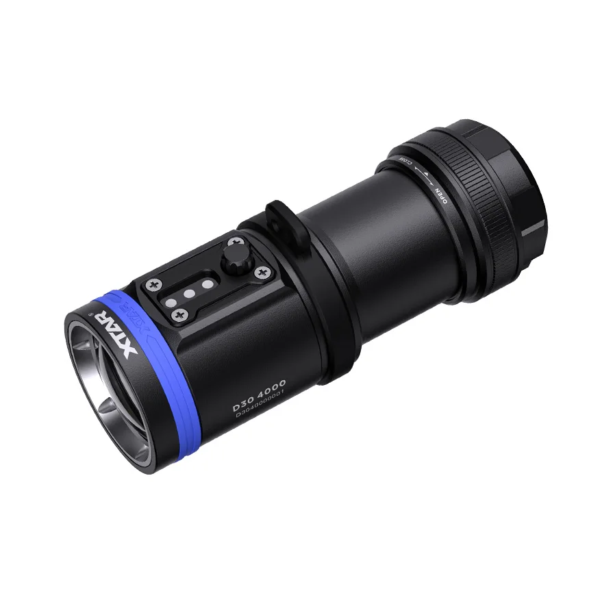 XTAR D30 linterna led de buseo con 4000 lumines Powerful &multi-color underwater 100m photography video light Diving Flashlight