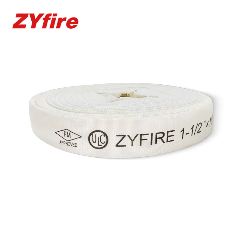Гибкая белая стойка ZYfire одобренная UL FM плоский шланг для воды полиуретановый пожаротушения