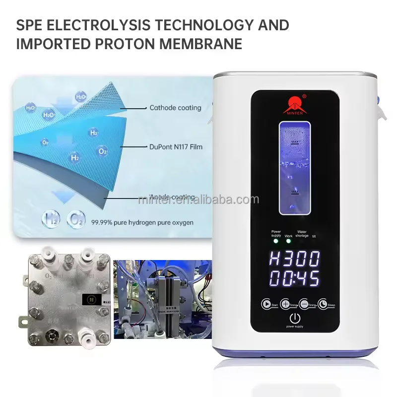 Home Use Portable Hydrogen Therapy Machine SPE/PEM Technology 99.99% High Purity Hydrogen Water Generator