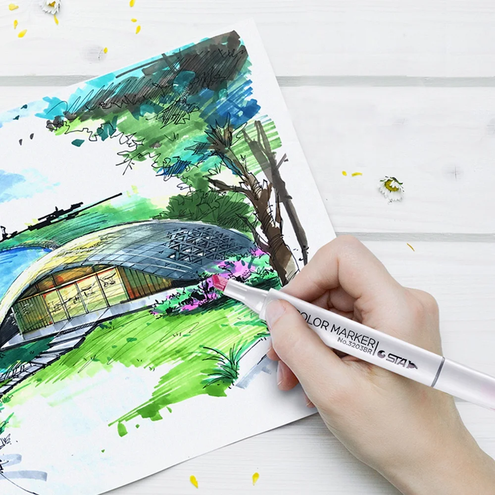 Permanent 128-Color Double Point Tip Set Alcohol-Based Art Markers with Paint Sharpie Marker Pen in a Convenient Box