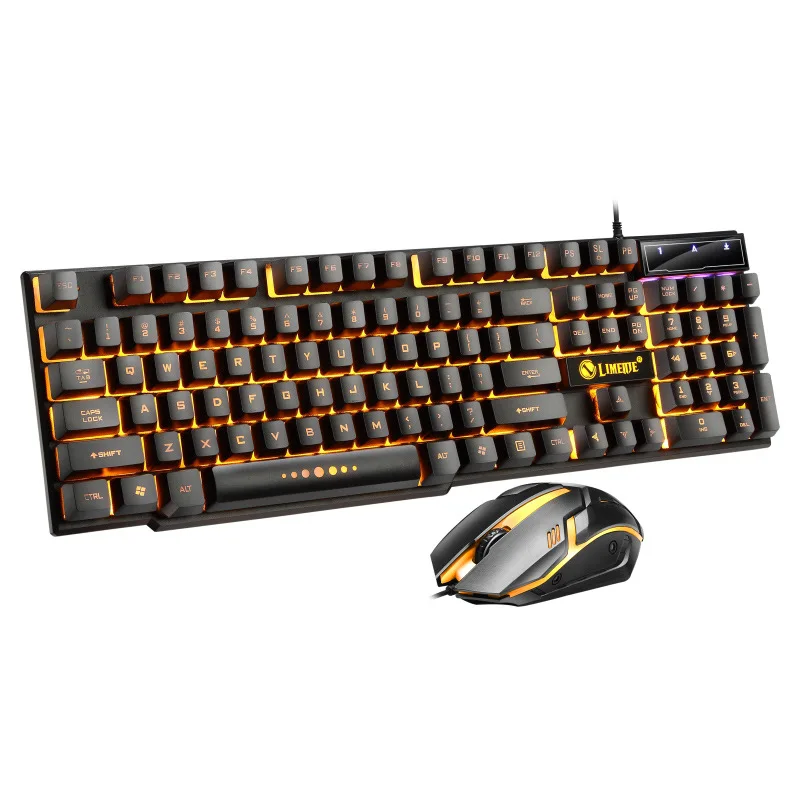 Wired RGB Illuminated Keyboard and Mouse Set Mechanical RGB Gaming Keyboard and Mouse for Computer Gamer