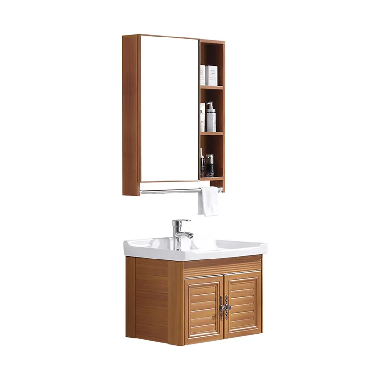 Space aluminum bathroom cabinet combination wash basin vanity mirror cabinet modern and simple