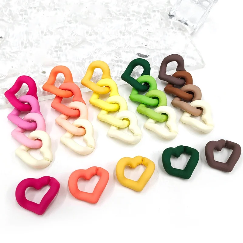 Acrylic love chain rubber paint 20x18mm colorful macaron color DIY key chain mobile phone case chain necklace accessories 20*18