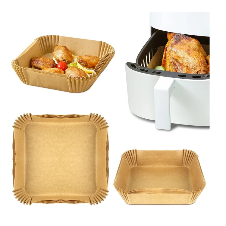 Xieli Factory Price Brown or White Silicone Coated Square Air Fryer Disposable Parchment Paper Liner For Baking Cooking