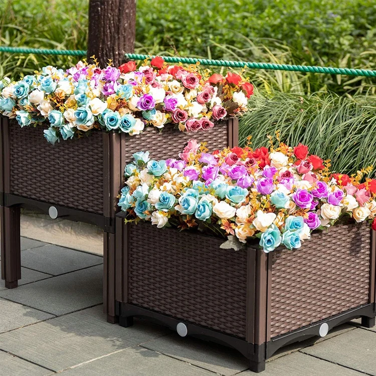 VERTAK hot sale raised garden bed outdoor plastic vegetable and flower square planter box