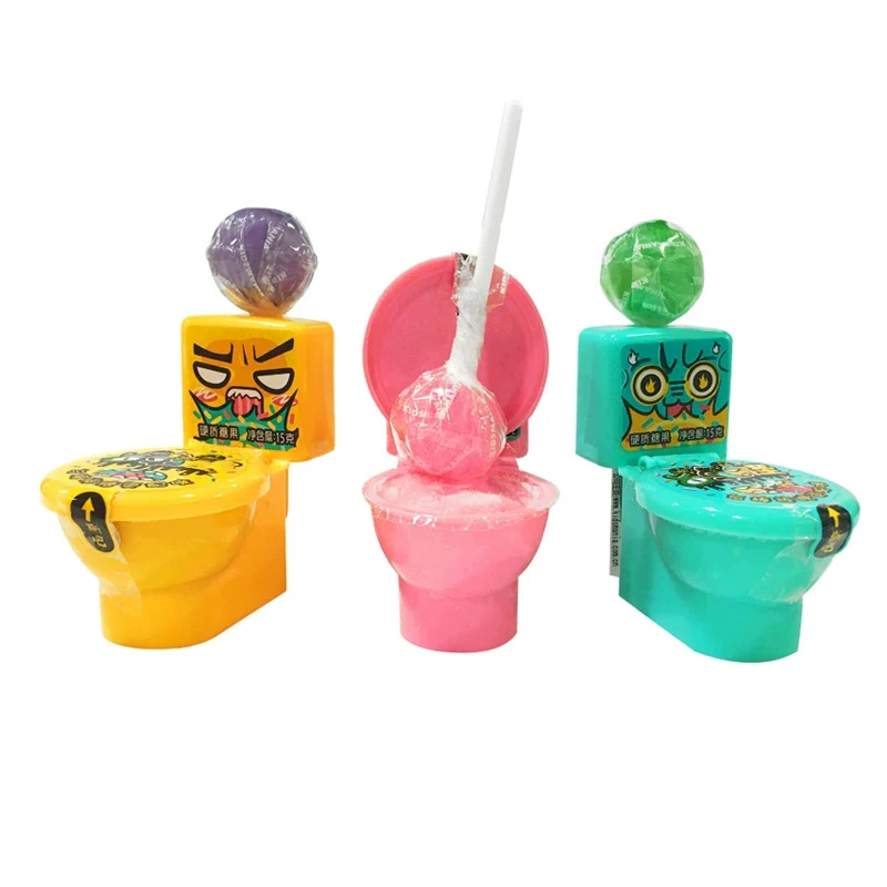 OEM Wholesale customized hot sale new candy toys toilet lollipop with sour powder toy candy sweets