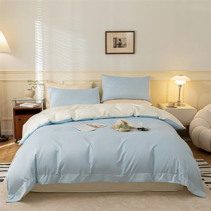 100% Microfiber High Quality Satin Bedding Set  duvet cover bed sheets 4pieces home bedding set