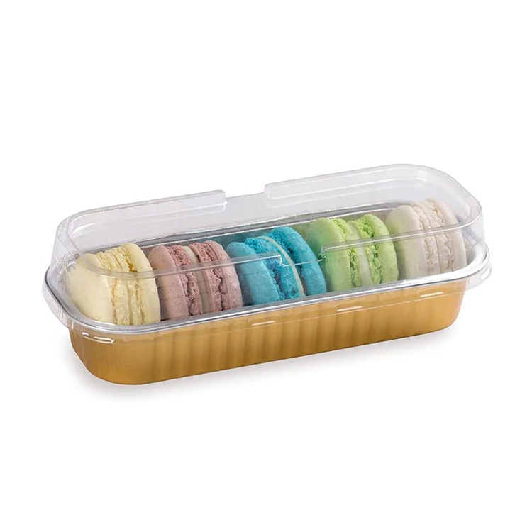 Lightweight novelty household bakeware 270ml food grade gold baking loaf pan disposable aluminum foil bakery tray with lid