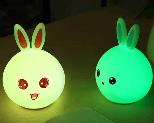 
Многоцветный силиконовые детские лампа LED ночник, кран датчик ночного света для дома украшения 