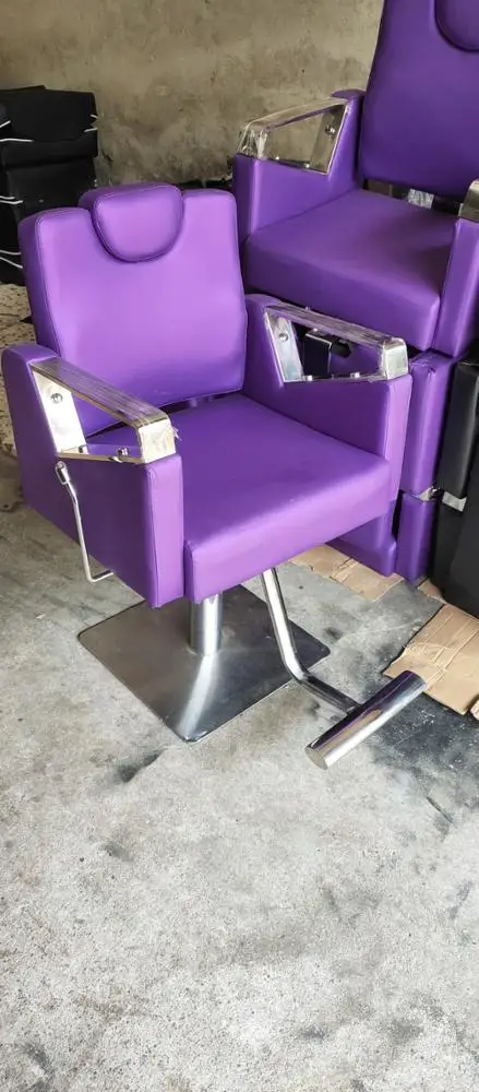 2020 Latest 3 Years Warranty Heavy Duty Recline Purple Salon Chair Hair Styling Chair With Stainless Hands