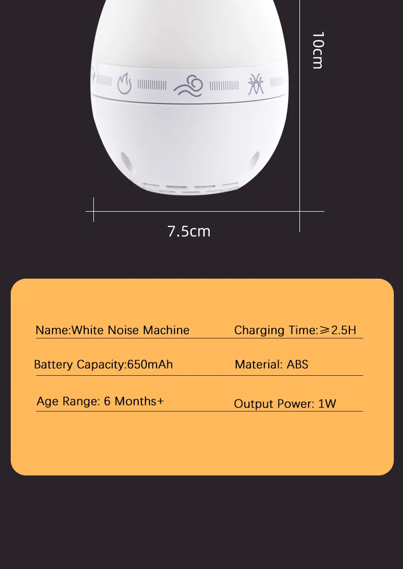 Egg Soothing Sound Machine breathing light portable Sleep aid Baby lullaby music box rechargeable white noise machine baby