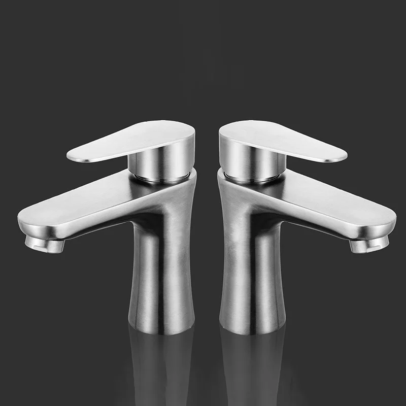 Square Basin Faucet Stainless Steel 304 Hot And Cold Basin Mixer Single Handle Brushed Nickel Sink Bathroom Tap