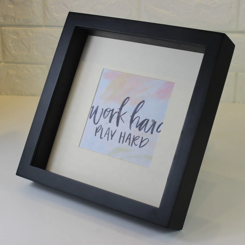 high quality Wholesale custom 8x8 black Wood 3D Deep Square Shadow Box Frames