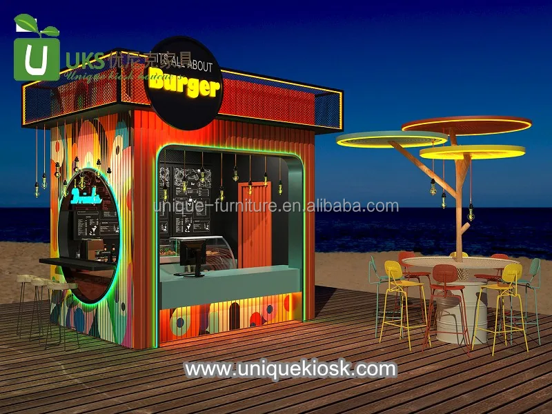 Modern Burger Booth Design Retail Bread Stand Popular Cupcake Stall Useful Beverage Cabinet for Sale