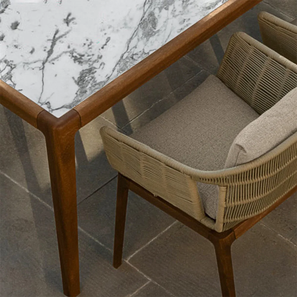 European outdoor patio table and chair aluminium frame garden set furniture outdoor rope chair set for hotel villa