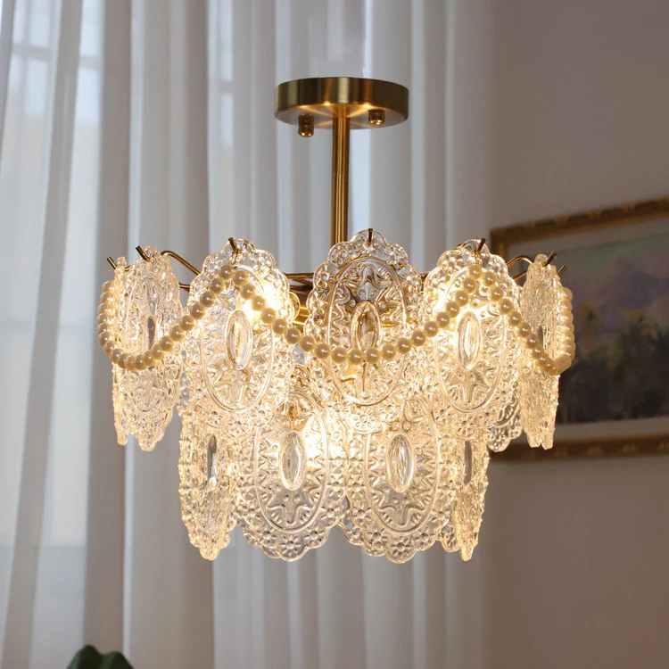 Nordic Indoor Kitchen Dining Room Chandeliers Ceiling Lights Gold Glass Pendant Light Modern for Living Room