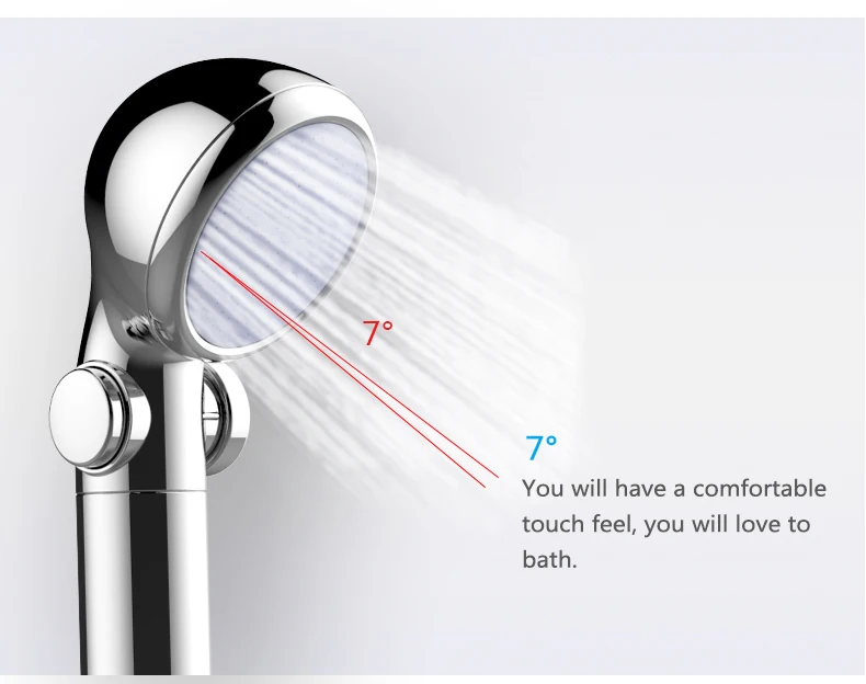High pressure saving water long handle water spa filtered adjustable rainfall water purifier shower head