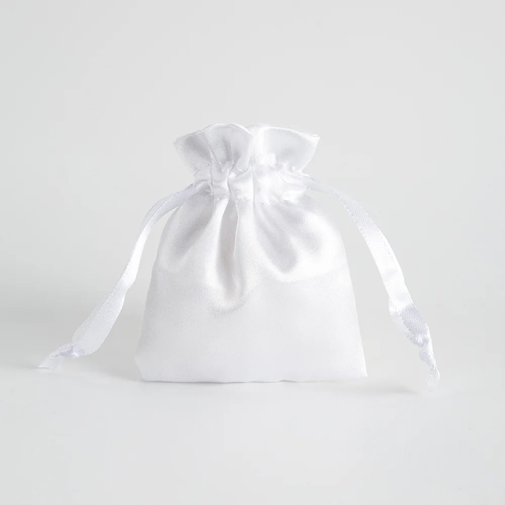 12x16cm Custom Logo Satin Fabric Jewelry Case Silky Storage Pouch for Bracelet Earrings Necklace Ring Gift