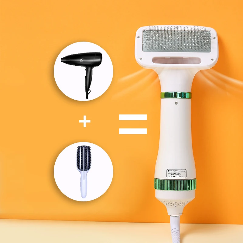 New Design Pet Grooming Brush Dog Hair Dryer Adjustable Temperature 2 In 1 Pet Brush Dryer