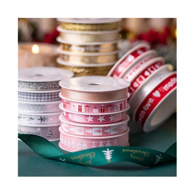 
Beheart Colors Christmas Hot Stamping Bow Diy Packaging Cake Box Decoration Ribbon Mixer 