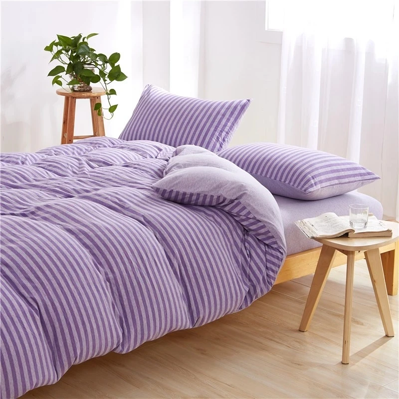 OEKO-TEX Factory Best Selling striped jersey knit 100% cotton soft bed linen bed set