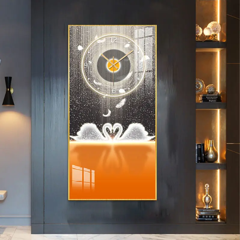 Nordic luxury wall clock fashion modern Crystal porcelain Glass abstract wall art decor modern home