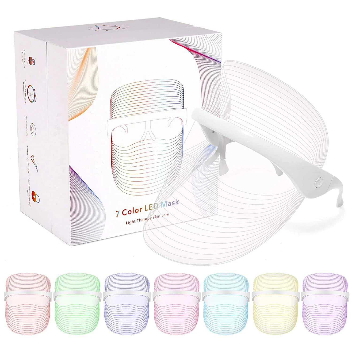 Hot Wrinkles Reduce Light Therapy 7 Colors L E D Light Therapy Photon Beauty Device Facial Rejuvenation Anti-Aging LED Face Mask