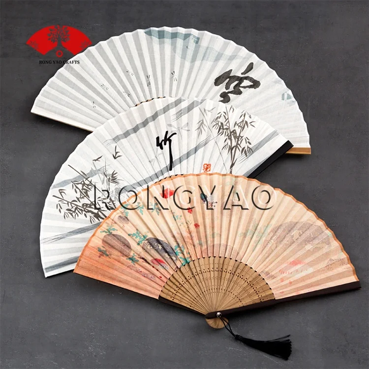 Customise Personalized Paper Hand Fan Folding Bamboo Handheld Foldable Fans Promotion Gift