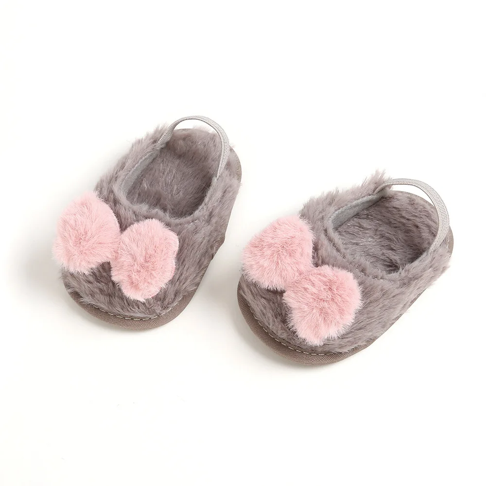 Cute Newborn Fancy Fur Infant Little Kids Latest Design Girls Baby slippers