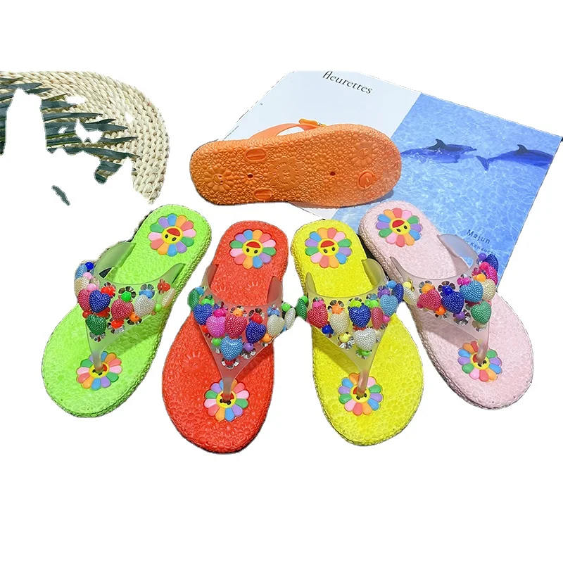 2021 New arrival accessories pretty soft sole cheap pcu girl flip flops
