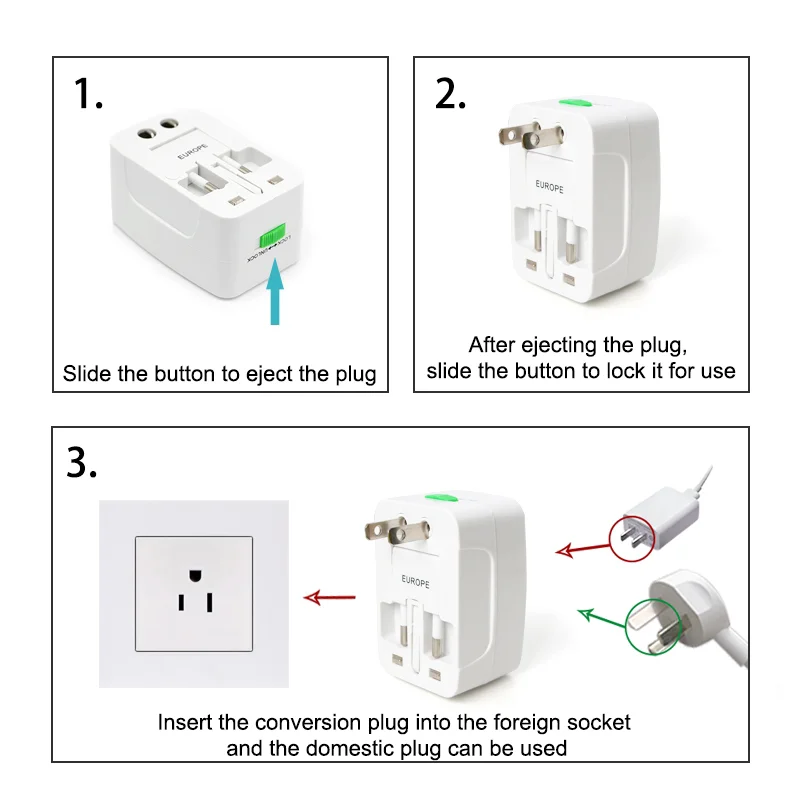 Eu Uk Us Au 220v international universal best outlet type g travel power socket converter electrical charger plug travel adapter