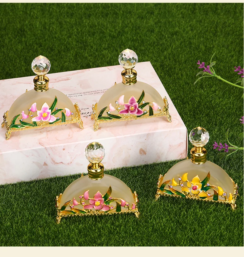 Dubai Oil In Separate Car Perfum Bottl Spot Luxury Perfume Bottle Orchid Semicircular Enamel Oil Perfume Bottle 100ml