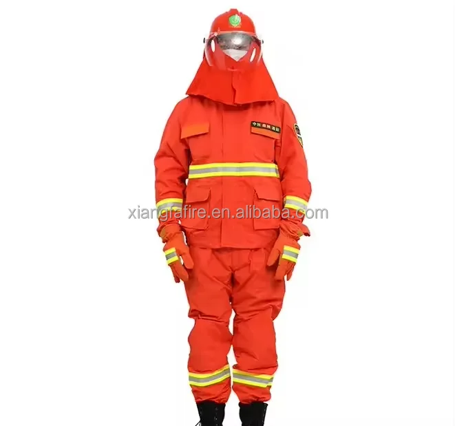 Scalable Firefighter Suit with Reflective Tape Pockets Insulated and Flexible Aramid Material for Strong Firefighting Functions