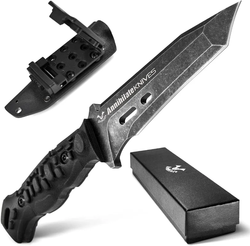 Zune Lotoo Tactical Combat Survival Knife Camping Hiking Fixed Blade Knife Sheath D2 Steel Outdoor Pocket Multifunctional Knife