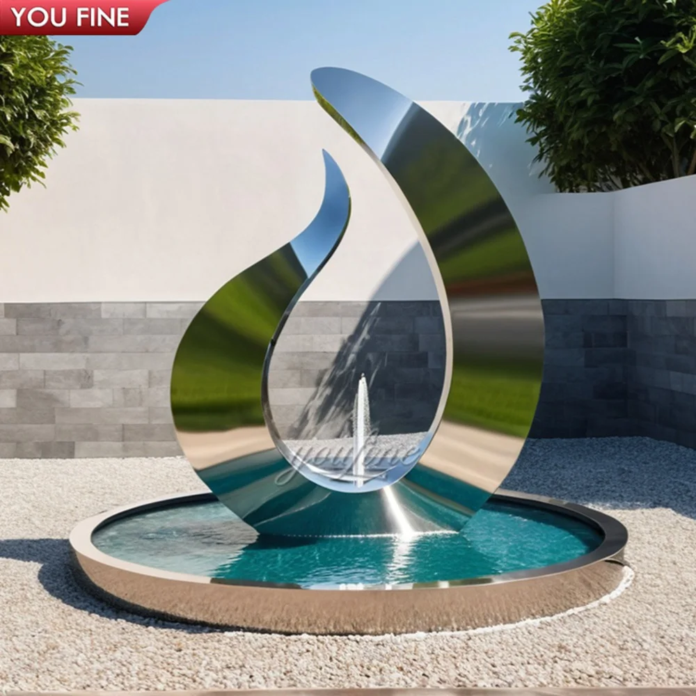 На открытом воздухе современная металлическая скульптура из нержавеющей стали статуя для фонтана западные и восточные стили дизайна садов