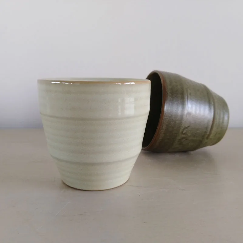 
Dehua cup ceramic 150ml embossed line cup coffee ceramic without handle japan style ceramic mug cup with reactive glaze 