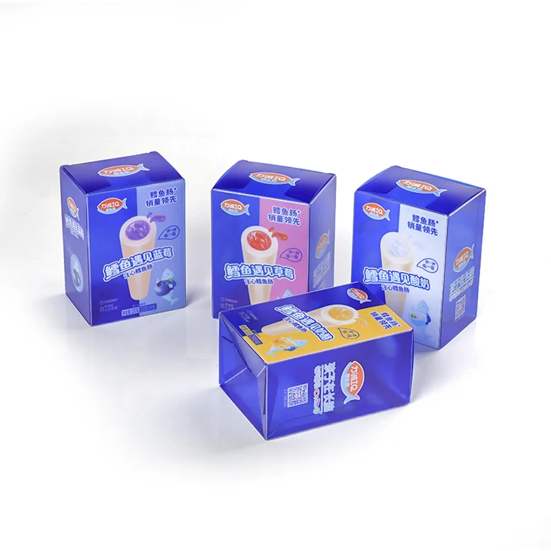 Custom PET plastic color box PP frosted packaging folding box cod fish sausage PVC food packaging box