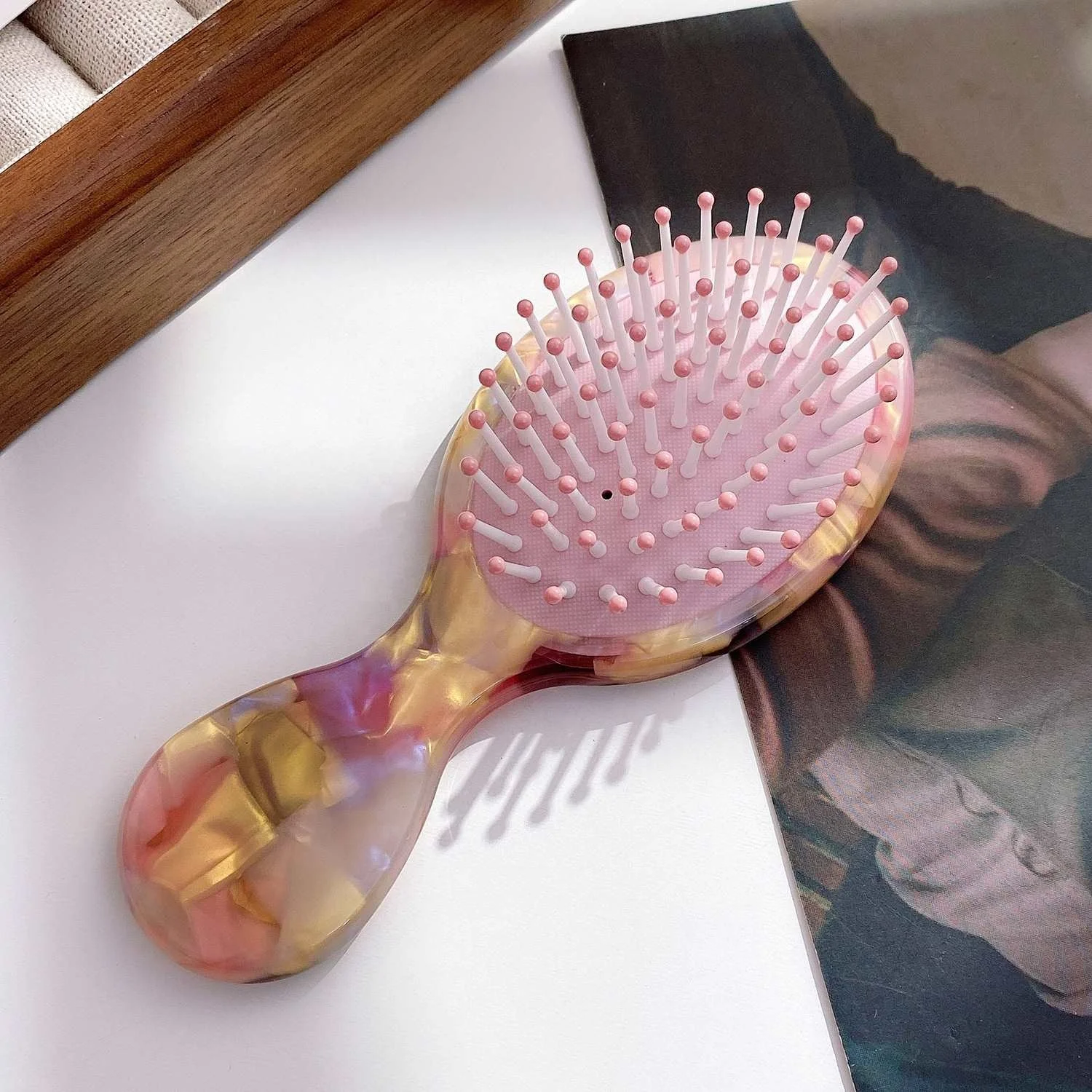Wholesale Soft Bristles Hairbrush Detangle Acetate Hair Comb Nature Air Cushion Acetate Hair Brush