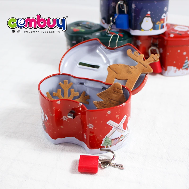 
Cheap christmas heart cion metal tin piggy bank for kids gift 
