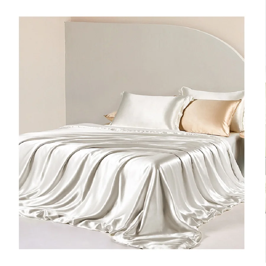 Hot Sale Silk logo color size customized Bedsheet Bed Sheet Set And Pillow Case Comforter Silks Bedding Set Cotton