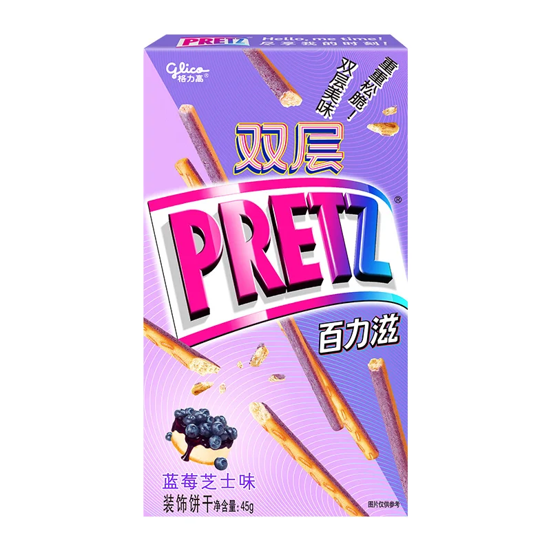Wholesaled high-quality Glico Pretz biscuit stick 45g Blueberry Cheese Flavor