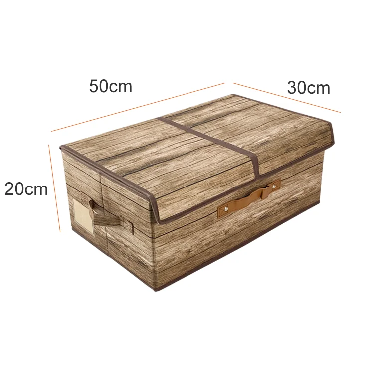 Customized Foldable Wood Pattern Storage Box Multifunctional Household Organizer Lid Environmental Protection Clothes Storage