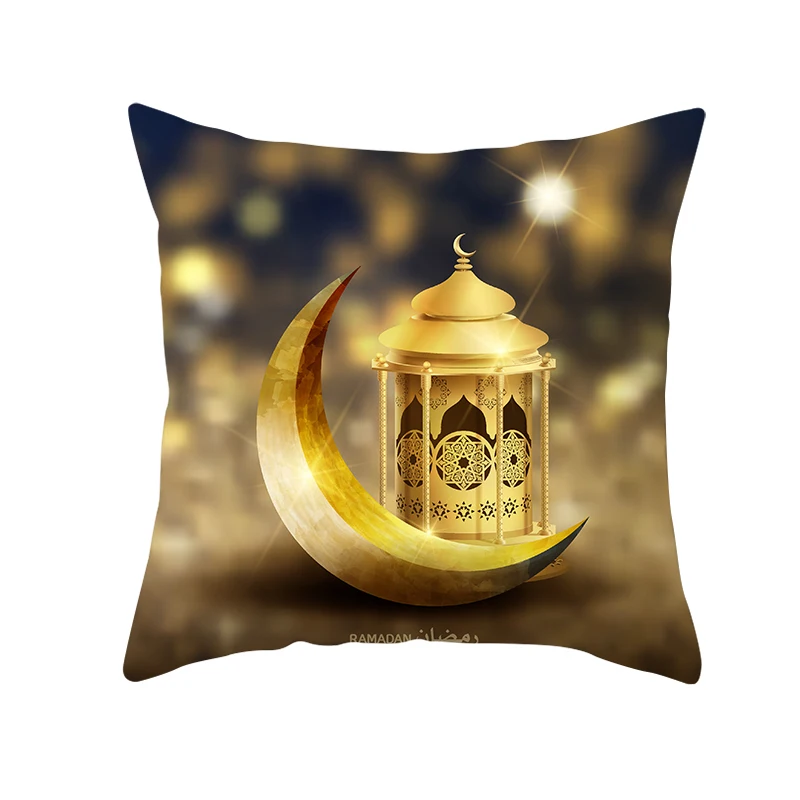 2022 Home Decorative Pillow case Eid Mubarak Moon Lantern Sofa Bed Throw Pillow Cushion Covers Islam Ramadan Kareem Pillowcase