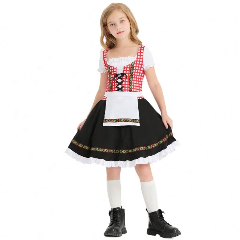Kids oktoberfest costume german bavarian beer festival clothes children girls cosplay halloween carnival performance party dress