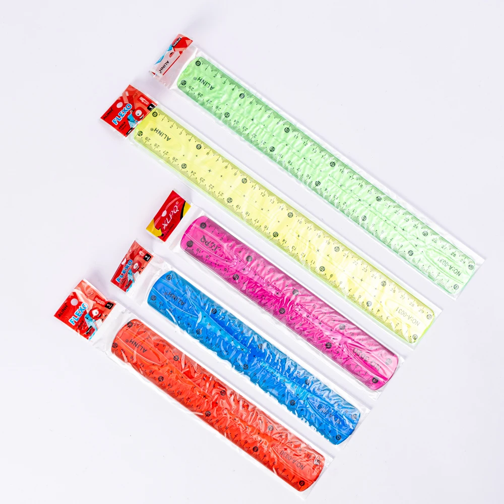 Mathematical Geometry Ruler Multi color Ruler Safe, Soft, Transparent Customizable Soft Ruler Student Office