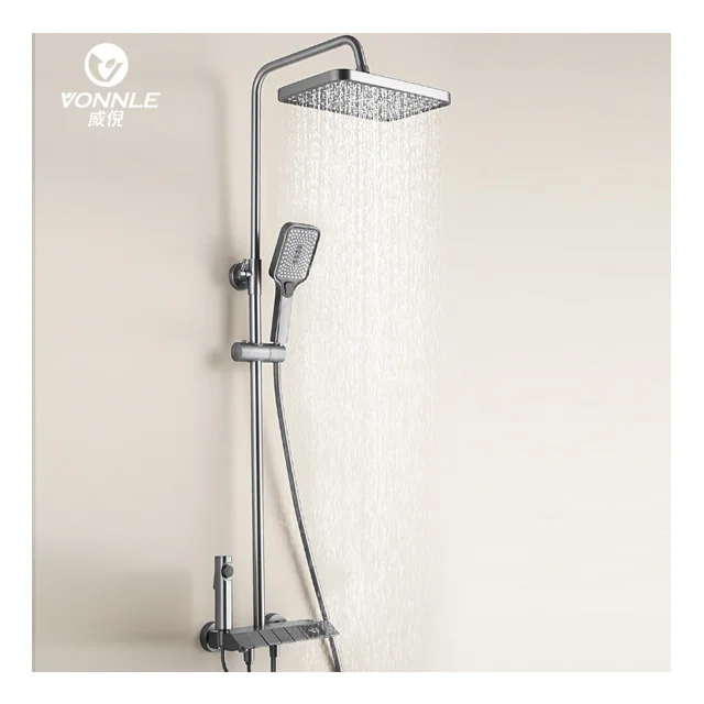 Wall mounted top spray bathroom shower shower bathroom multifunctional digital display piano key shower set
