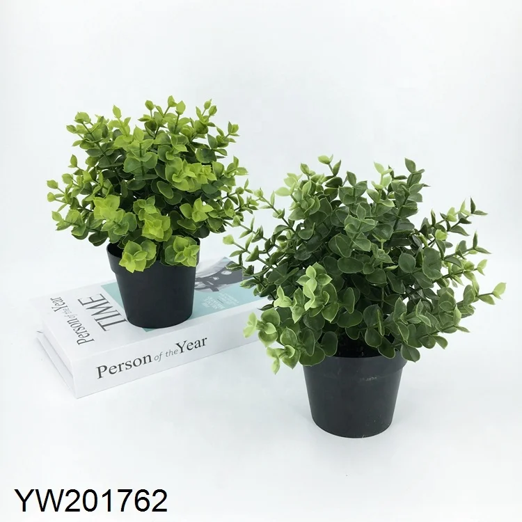 
Amazon fast delivery hot sale Nature touch Artificial eucalyptus leaves bonsai grass potted for home decor indoor decoration 
